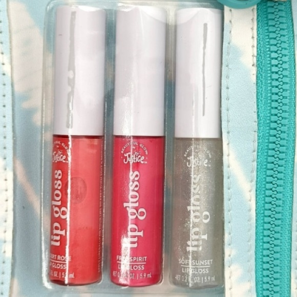 Justice Lip Gloss Set 3 Pack Multi Color With Bag New Gift Set New - Picture 3 of 4